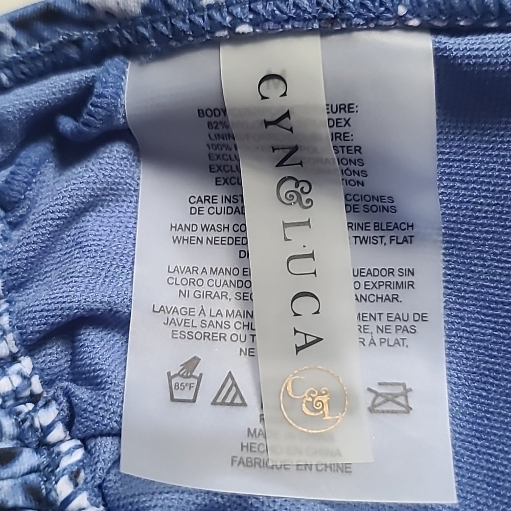 Cyn & Luca Blue Patterned Triangle Bikini Set - Picture 8 of 11